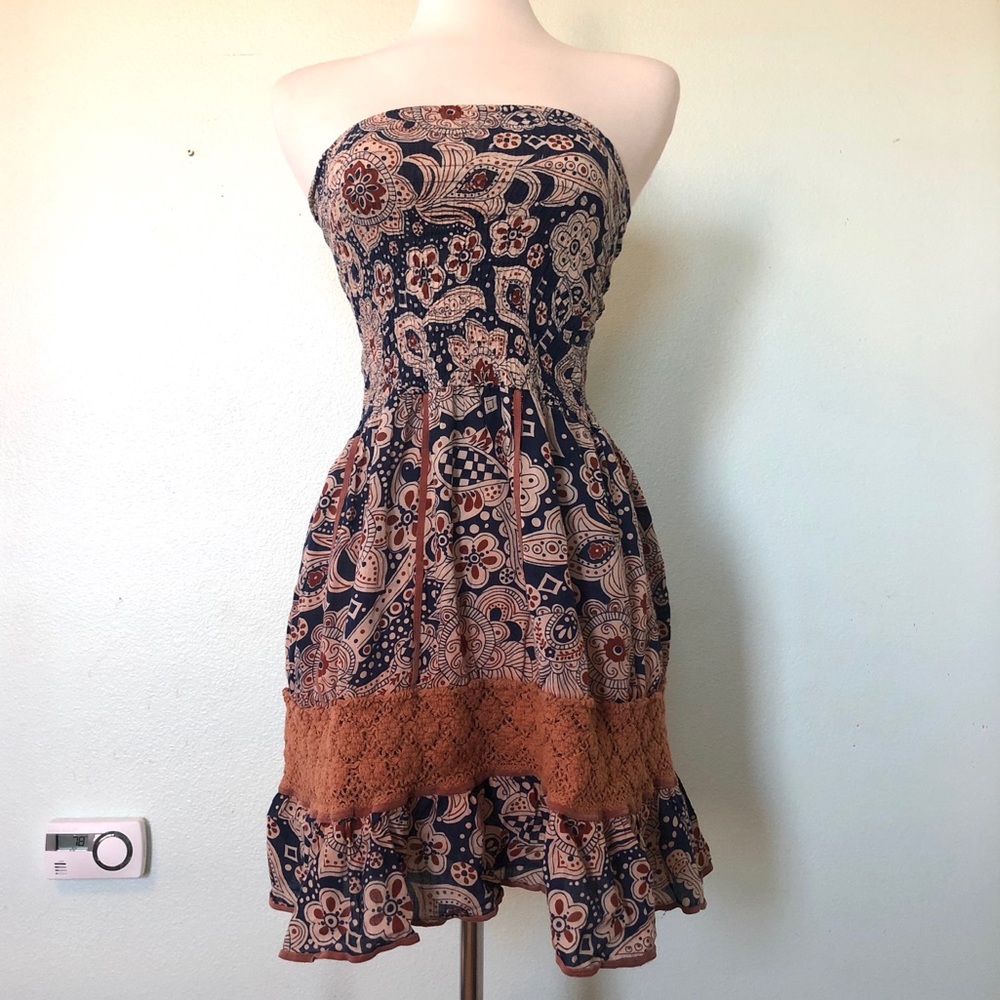 Floral Tube Strapless Flowy Dress